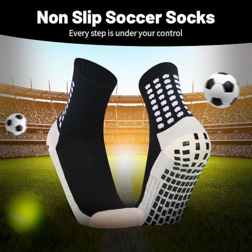 5 Pack Men's Soccer Socks Anti Slip Non-Slip Grip Pads for Football Basketball Sports Grip Soccer Socks3