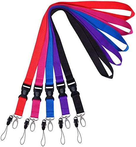 wisdompro 3 Pcs Neck Strap Lanyard, 23 Inch Polyester Office Lanyard with Detachable Buckle for Phone, Camera, USB, Keys, Keychain, ID Badge Holder - Red, Black, Blue