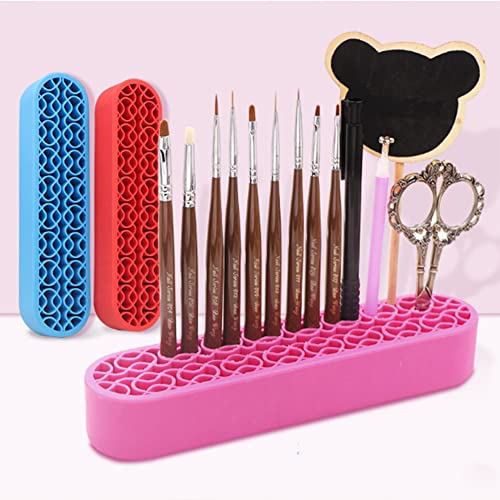 Image of AKOAK 1 Pack Silicone Makeup Brush Holder, Cosmetics Storage Box Desktop Finishing Container, Painting Pen Holder Sewing Craft Organizer (Red)