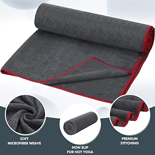 Oudain 10 Pack Yoga Towels Bulk 72 X 26 Inches Non Slip Soft Yoga Mat Towels Absorbent Microfiber Towel For Hot Yoga Pilates Gym Workout Sports Exercise Fitness, Gray #TOP2