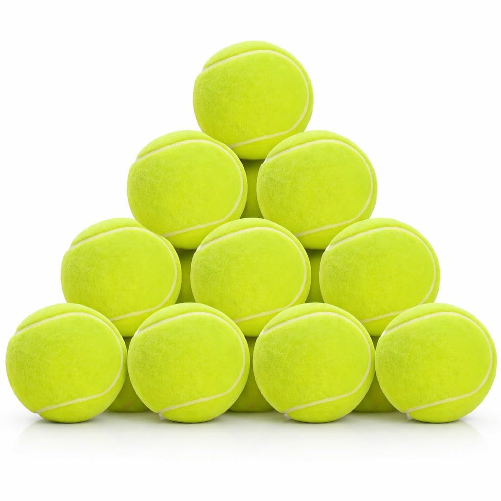 ACCURATE Durable Sport Play Tennis Cricket Dog Toy Ball with Mesh Carrying Bag, Sturdy & Durable, Great For Lessons, Practice, Throwing Machines Adults Children Exercise Pets (12 PK)