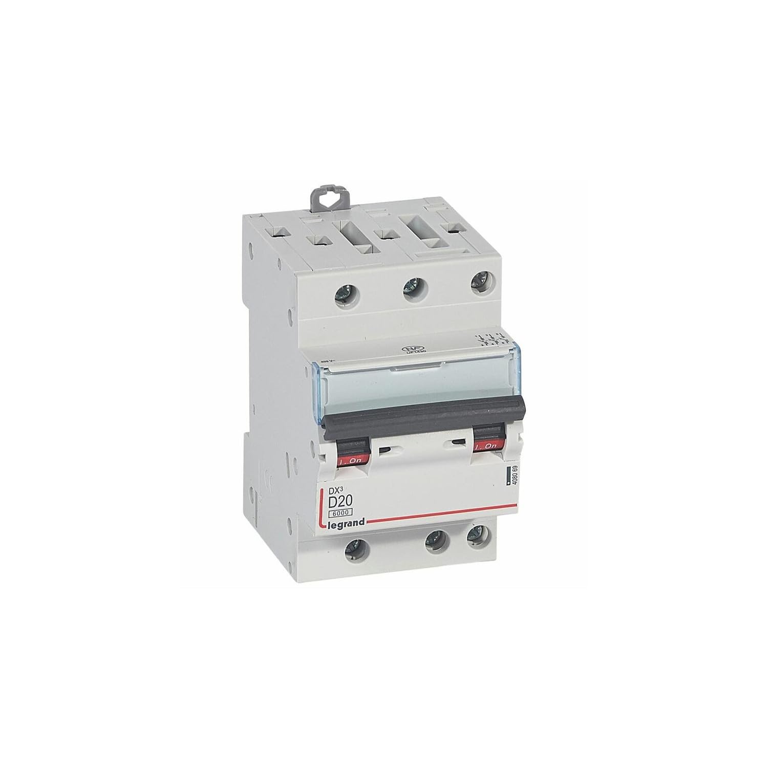408069 Disjoncteur tripolaire 20A - 3P Courbe D - 6/​10kA - À vis - Legrand DX3