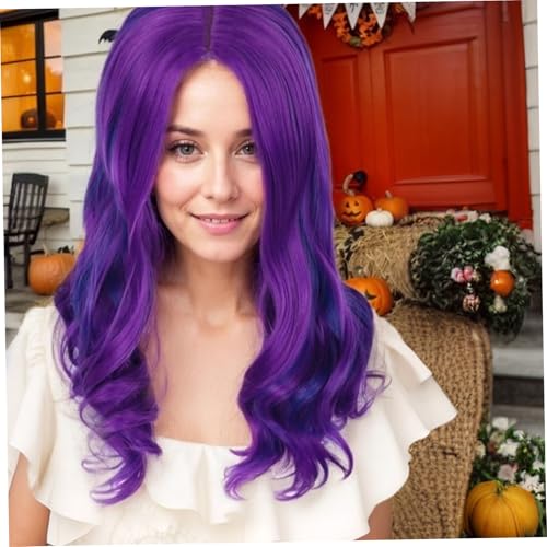 Peluca divertida de pelo morado largo que soluciona disfraces de última hora 7