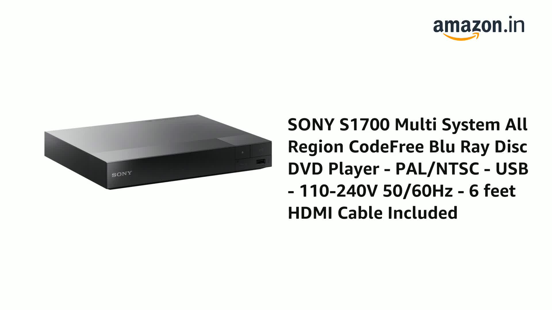SONY S1700 Multi System All Region CodeFree Blu Ray Disc DVD