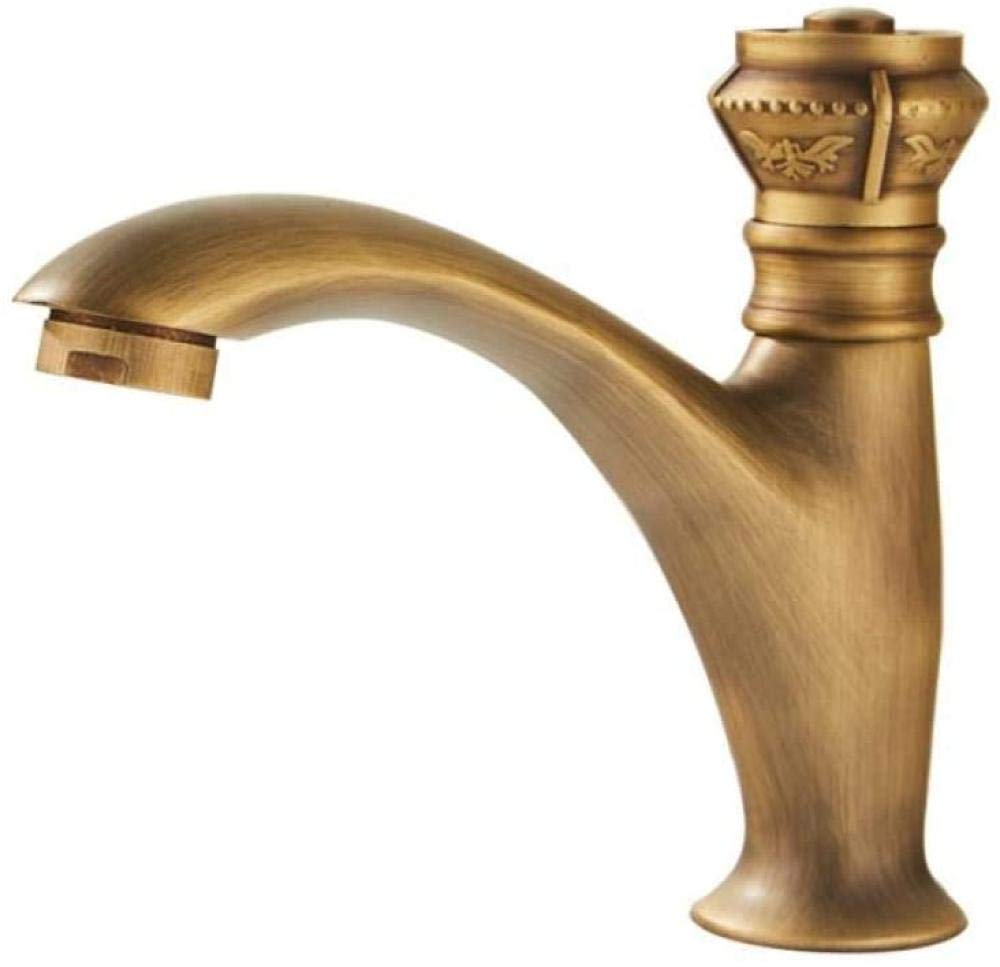 Robinet lavabo salle de bain mitigeur vintage en laiton sculpté eau froide