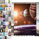 Sanilo Duschvorhang, viele schöne Duschvorhänge zur Auswahl, hochwertige Qualität, inkl. 12 Ringe, wasserdicht, Anti-Schimmel-Effekt (Planeten, 180 x 200 cm)