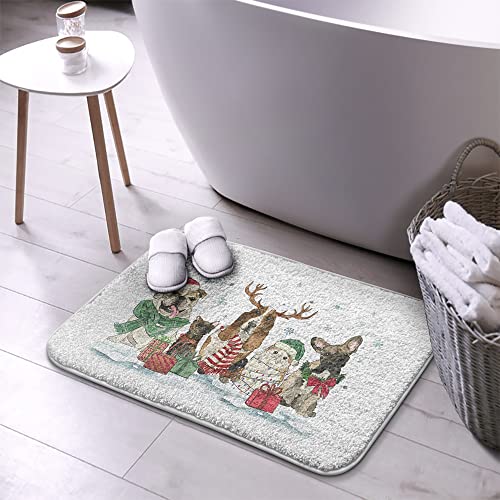 Bathroom Rug Bath Dog Christmas Decor Non-Slip Design Bath Mat Microfiber Thick Shaggy Water Absorbent Soft Machine Washable Floor Mat Bathroom Rugs For Bathroom Shower #TOP4
