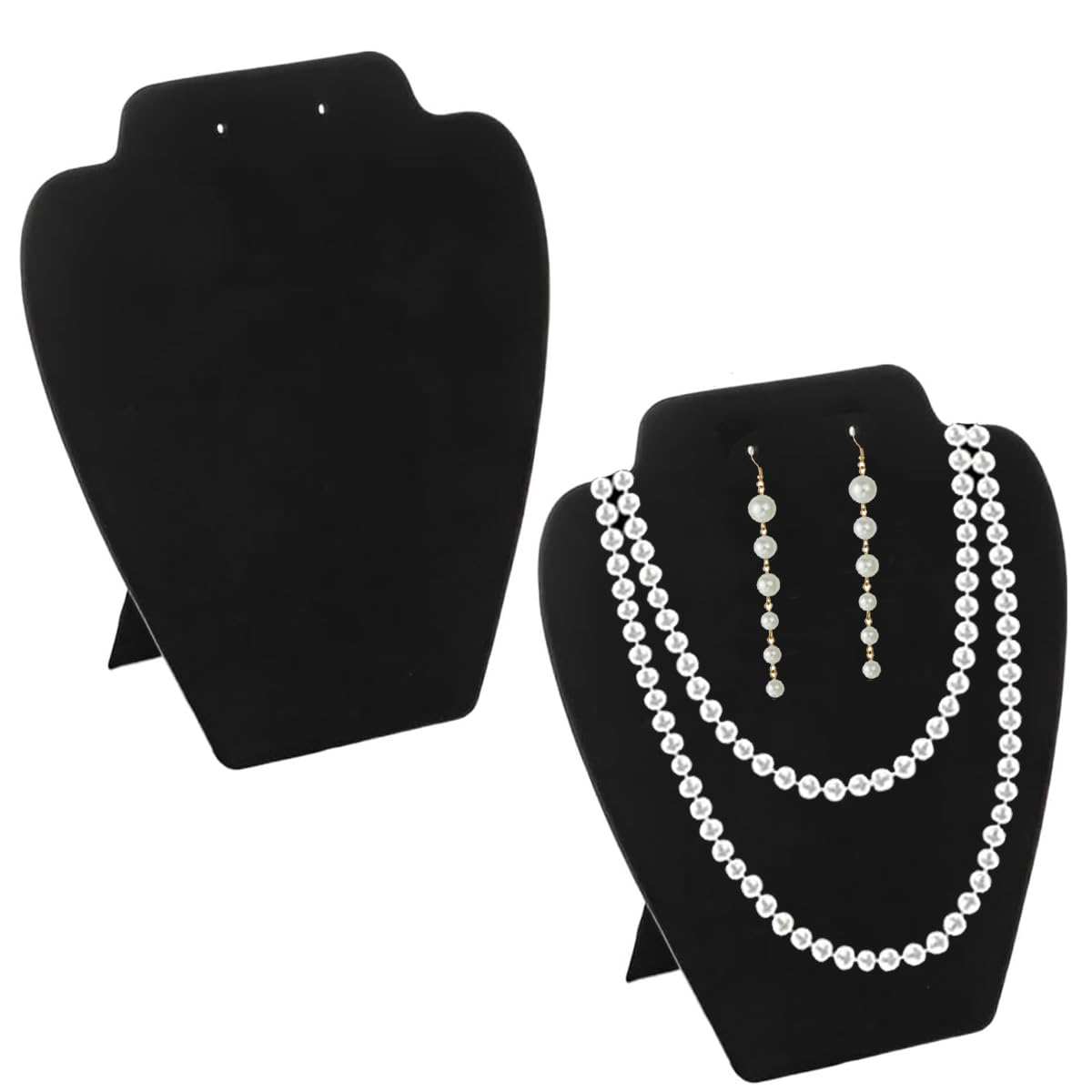 mkemkamkemka 2Pcs Necklace Display Stand Velvet Jewelry Display Stand 21cm Height Necklace Display Holder 3D Jewelry Chain Organizer Mannequin Model Display Stand for Necklaces Earrings