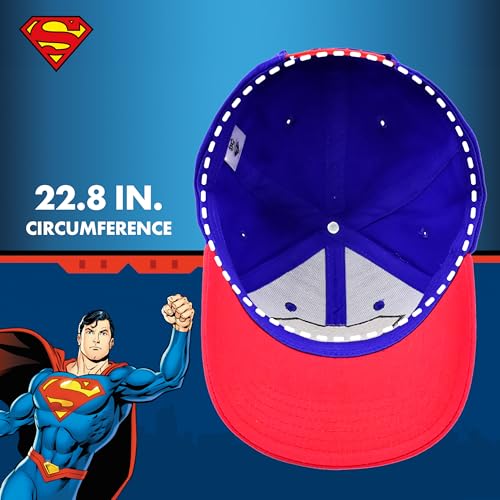 Image of DC Comics Superman Baseball Cap, Adult Adjustable Cotton Snapback Hat with Curved Brim for Men and Women, Multi, One Size