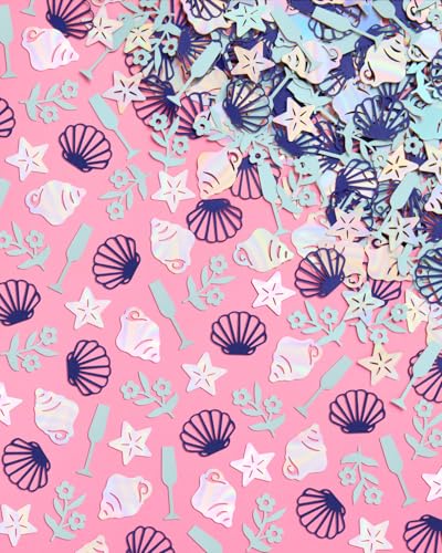 Image of xo, Fetti Coastal Party Foil Confetti - 200 pc | Last Toast on the Coast, Beach Engagement Party Decoration, Bachelorette Table Decor, Bridal Shower Supplies, Beach Birthday Tablescape, Iridescent