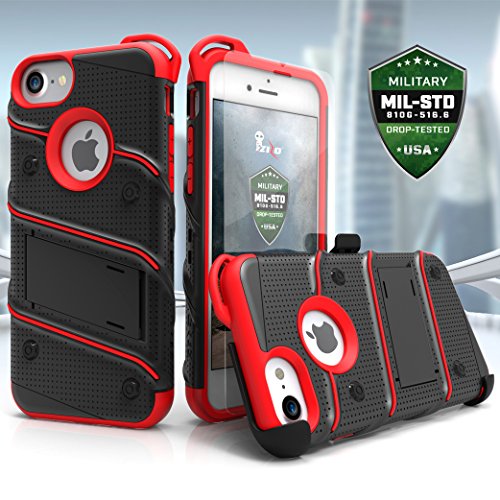 Zizo iPhone 8 Case/iPhone 7 Case [Bolt Series] w/ [iPhone 8 Screen Protector ] Kickstand [12 ft. Military Grade Drop Tested] Holster Belt Clip - Thumbnail 2