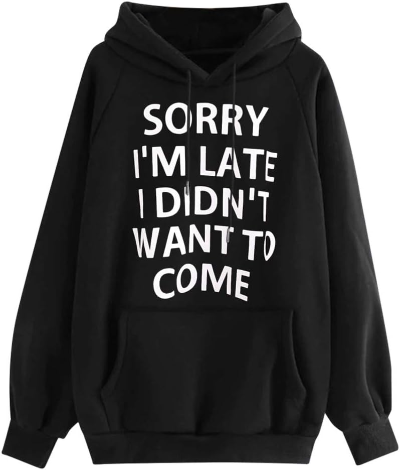 Alphabet Printed Hoodie Sweatshirt Kanga Pocket Top Plus Size Winter Pullover Tops Solid Color Quality Stretch Hoody