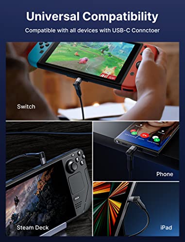 Jsaux 90 Degree Right Angle Usb-C Male To Usb-C Female Adapter, 2-Pack 40Gbps Data Transfer Usb Type C Up & Down Pd 60W Fast Charge Extender For Steam Deck, Switch And More Laptop, Tablet And Phone #TOP6