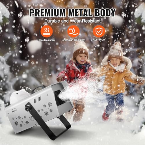 vevor snow machine 1500w snow maker machine with 2 remotes control and 5l large capacity water tank high output snowflake maker stage snow effect for christmas halloween wedding dj parties