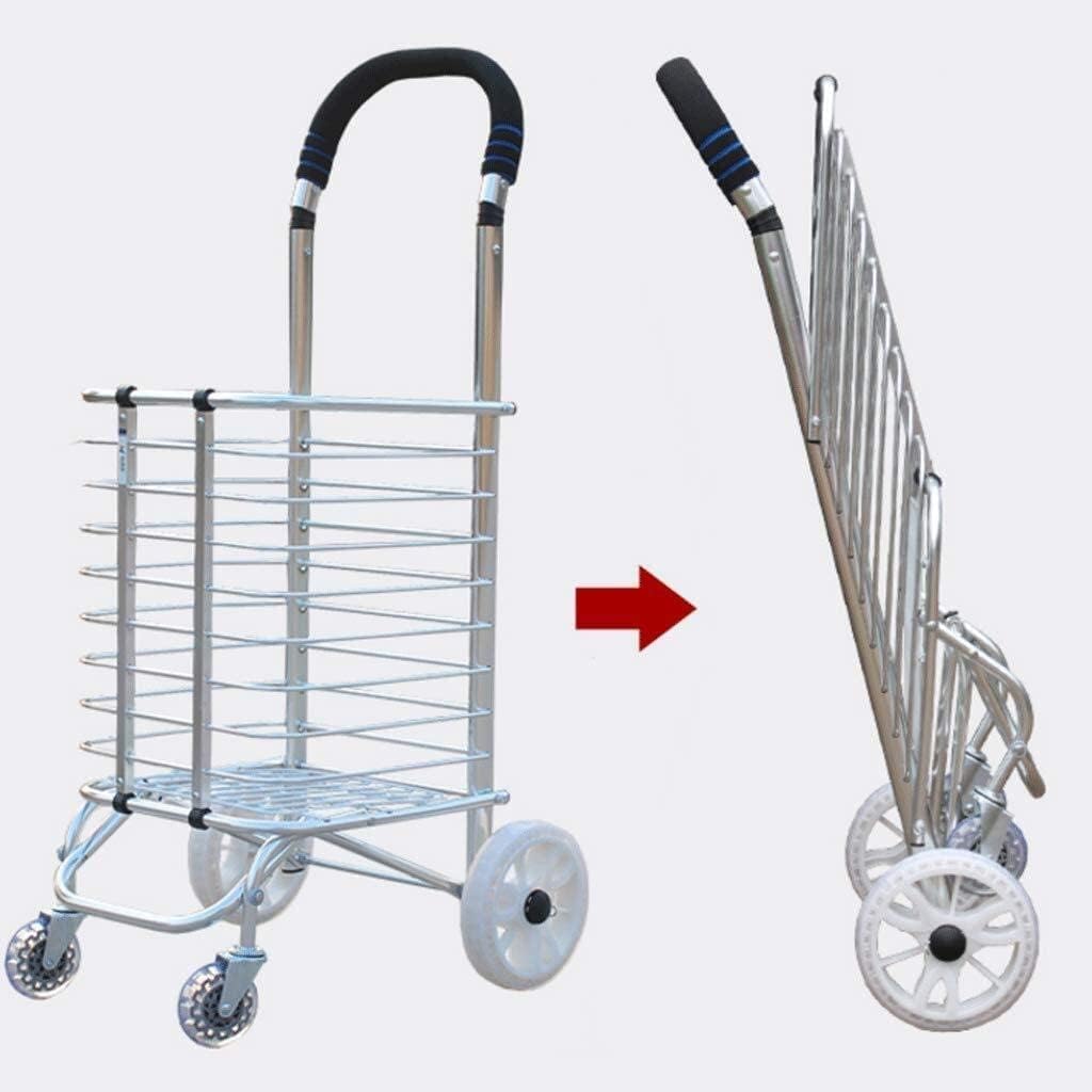 Shopping Trolley Shopping Cart Creative Collapsible Portable Aluminum Alloy Trolley Durable Intimate Basket Buckle