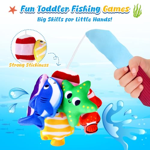 Image of LovesTown Montessori Toys for Toddlers, Baby Sensory Toy Color Sorting Game Travel Essentials Preschool Learning Activities Cloth Fishing Games with Stacking Cups Boys Girls Gifts
