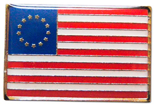 Betsy Ross 13 Stars 5-Piece Patriotic American Flag Lapel Pin or Hat Pin and Tie Tack Set with Clutch Back by Novel Merk2