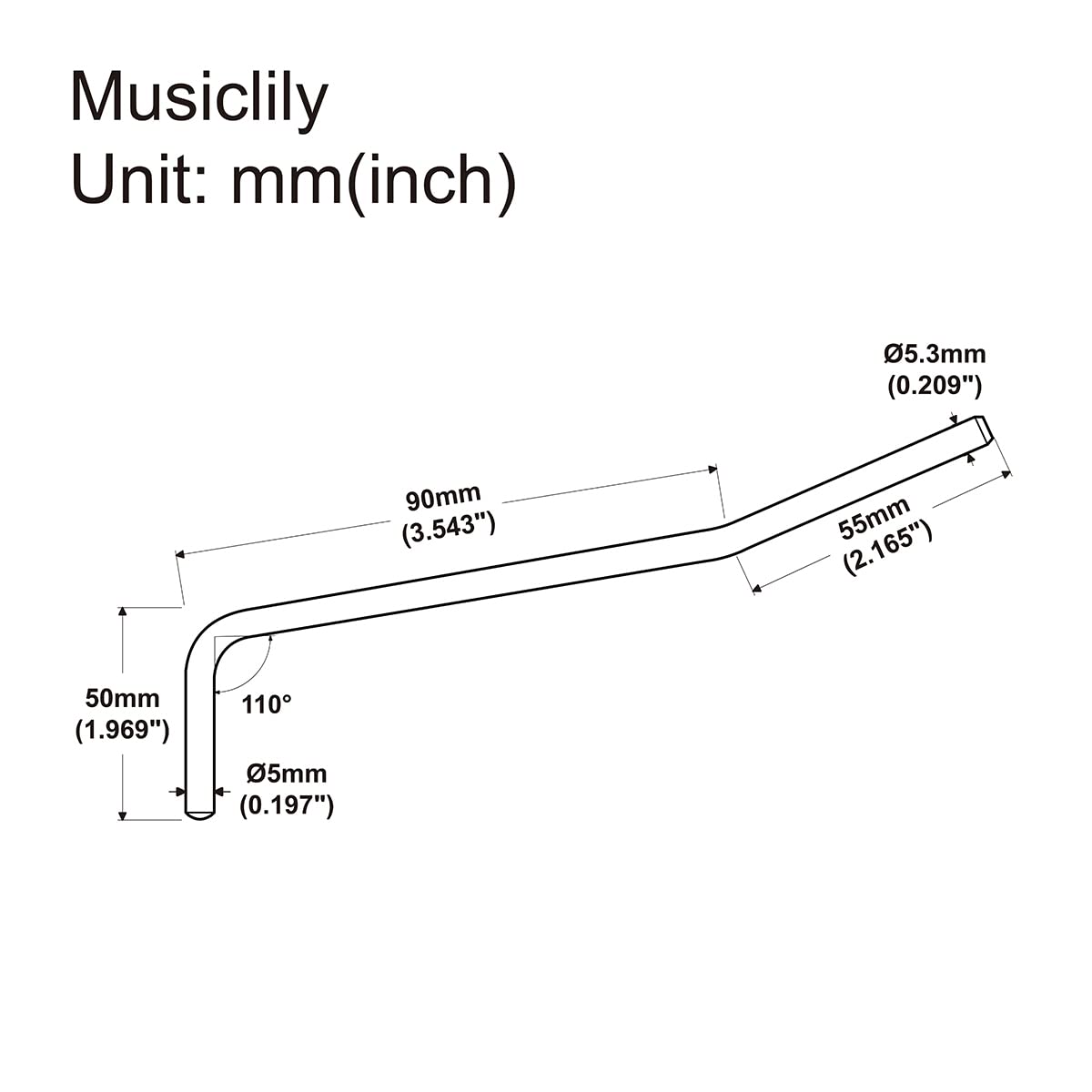 Wilkinson 5mm Wciskane Ramię Tremolo do Mostka tremolo Korea Wilkinson WVP i Gitary Elektrycznej stylu Strat, Chrom