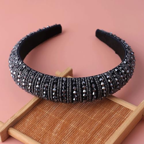 scicent Wide Headbands for Women Boho Fashion Hairbands Crystal Beaded Head Band with Padded Fabric Hair Bands for Girls 16412 - Image 4