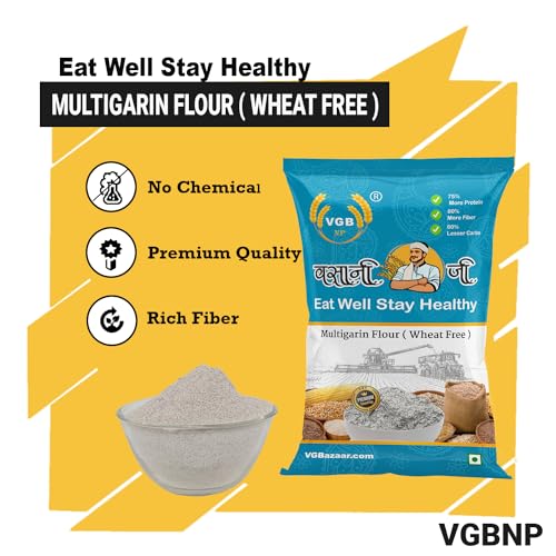 Image of Vasani G Wheat-Free Multi Millet Flour | Mix Grain Atta with Bajra, Jowar, Ragi, Maize, Barley & Kala Chana | Gluten-Free Atta | No Wheat Flour - 1kg