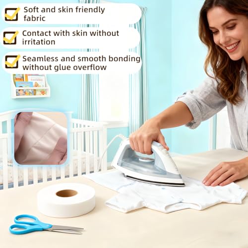 SAYUANVA 70Yards Hot Melt Non-Woven Fabric Hemming Tape, 0.75\" Hemming Tape for Fabric, Strong Iron-On Adhesive for Hem Clothes, Crafts, Invisible Bonding & Mending No-Sew Clothing Repair - Thumbnail 4