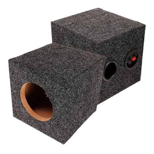 Caisson de basses de voiture en bois et moquette noire pour audio auto