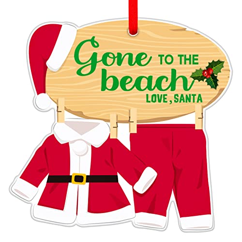 D4DREAM Enfeites de Natal de Papai Noel foi para a praia 2024 Enfeites engraçados de Papai Noel para árvore de Natal, enfeites de árvore de Natal, enfeites engraçados para pendurar presentes para