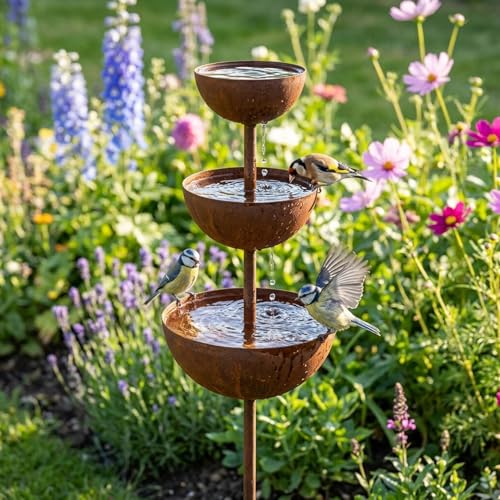 Petit bain d'oiseaux rustique pour abreuver la faune et décorer la pelouse - 6