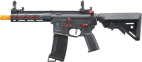 Lancer Tactical Gen 3 Hellion 7" MLOCK Airsoft AEG Rifle con grúa (color negro y rojo)