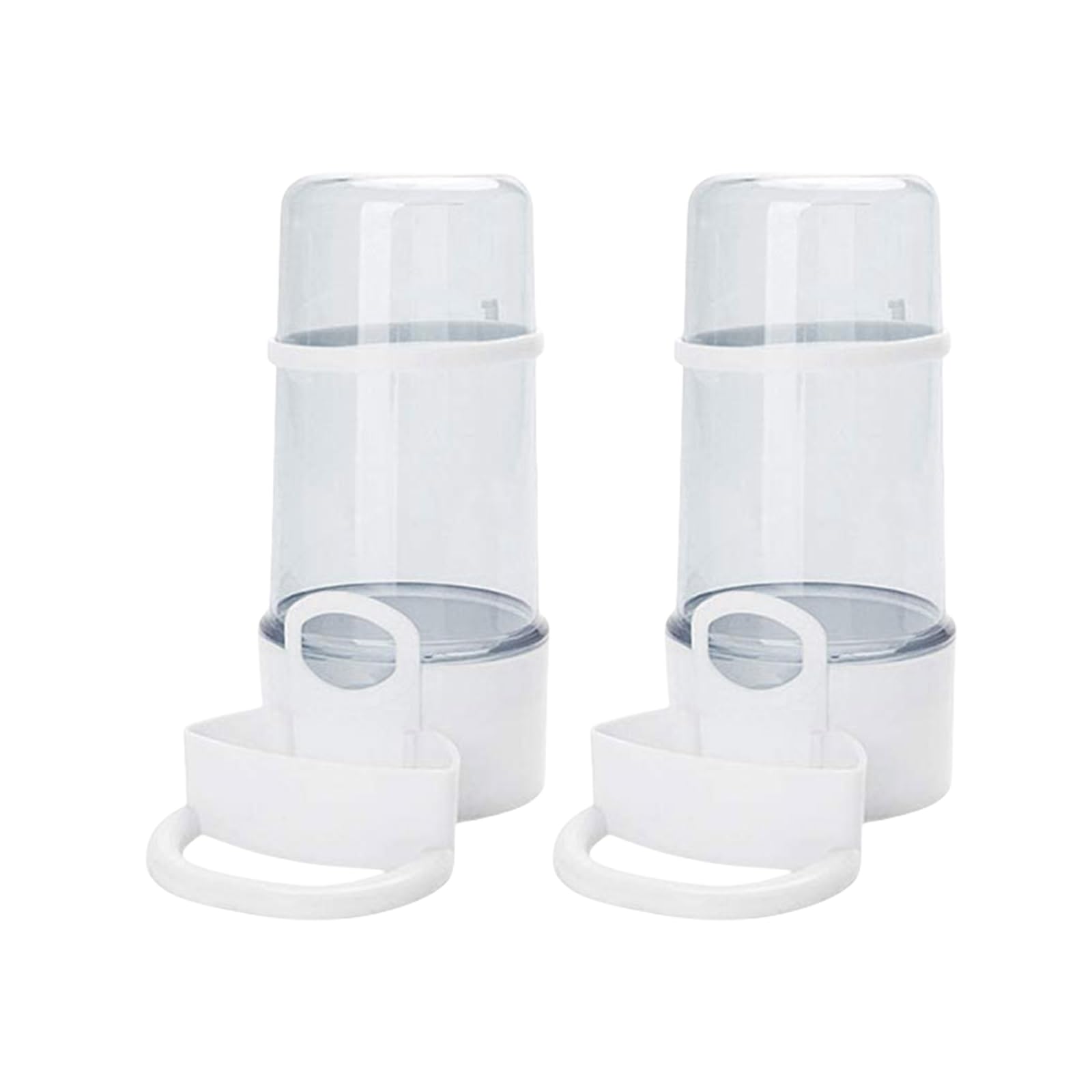 Dispensador de agua para pájaros, 2 botellas automáticas para jaula, dispensador de alimentos para loros, comedero para loros, accesorios para periquitos, cacatúas (blanco, 415 ml)