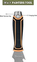 Vista 4 de ROLLINGDOG Herramienta de pintor 14 en 1, raspador de pintura inoxidable, limpiador de rodillo de pintura, cuchillo de masilla, herramienta