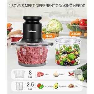 Food Processor, 400W Electric Food Chopper with 2 Glass Bowls (8 Cup+2.5 Cup), Meat Grinder with 2 Sets Stainless Steel Blades for Baby Food,Meat, Vegetables, Fruits, Nuts Food Processor 400W Electric Food Chopper with 2 Glass Bowls 8 Cup25 Cup Meat Grinder with 2 Sets Stainless Steel Blades for Baby FoodMeat Vegetables Fruits Nuts
