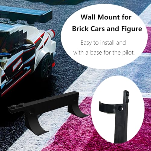 Image of Wall Mount for Brick Cars and Figure,Wall Mount for Any Lego Speed Champions Sets Wall Bracket for Lego Speed of Champions with a Base for The Pilot, 3pcs Black