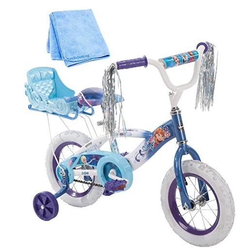 Huffy 12 Disney Frozen Elsa Girls Bike - Huffy bikes 12 Inch Huffy Bicycle Frozen Kids Bike for Girls, Blue with Training Wheels and Cleaner Cloth