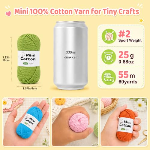 Image of Katech Mini 1OO% Cotton Yarn for Crocheting 20*25g /60yd-Twisted Sport Yarn