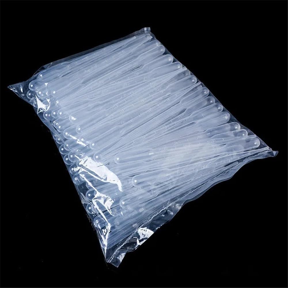 Pipetas de laboratorio desechables de plástico, 100 unidades, 10 bolsas de 5 ml, gotero graduado, gotero transparente.