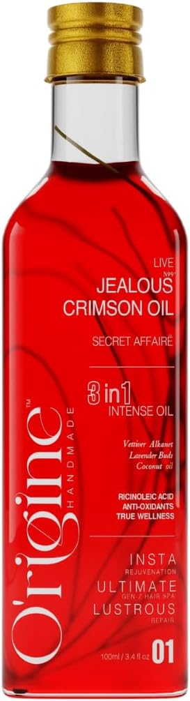 Origine Handmade Jealous Crimson Hair Oil, With Vetiver, Alkanet & Lavender buds, Helps promote hair growth, Reduces body heat/ 100ml