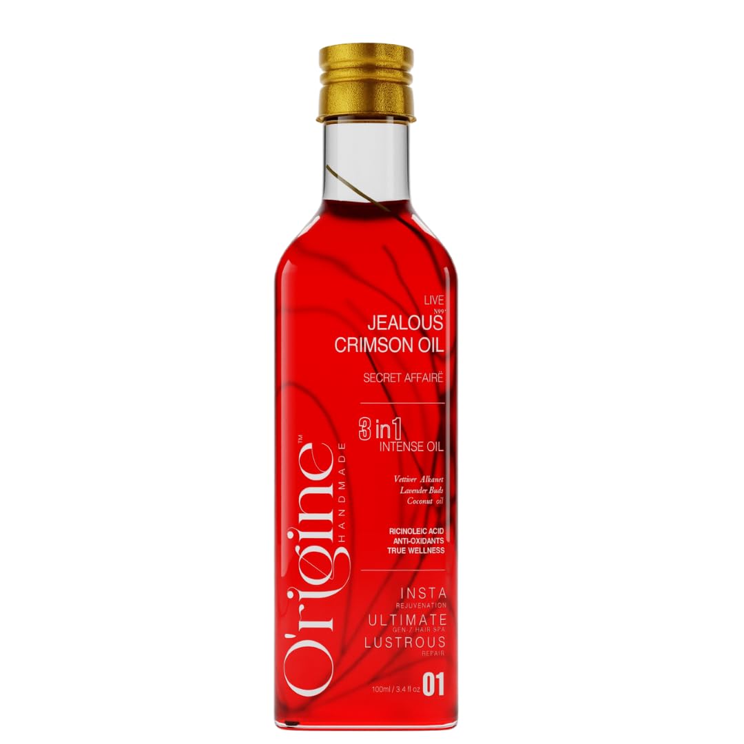 Origine Handmade Jealous Crimson Hair Oil, With Vetiver, Alkanet & Lavender buds, Helps promote hair growth, Reduces body heat/ 100ml