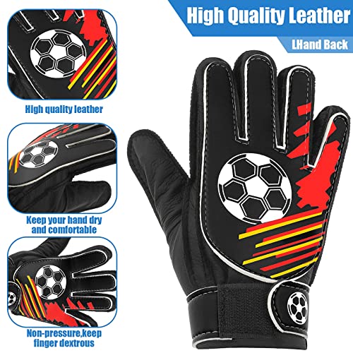 Satinior 2 Pairs Goalkeeper Goalie Gloves Kid Football Soccer Gloves Non Slip Latex Goalkeeper Gloves With Protection Gloves Double Wrist Design For Boy And Girl Training (4-8 Years, Blue, Black) #TOP4