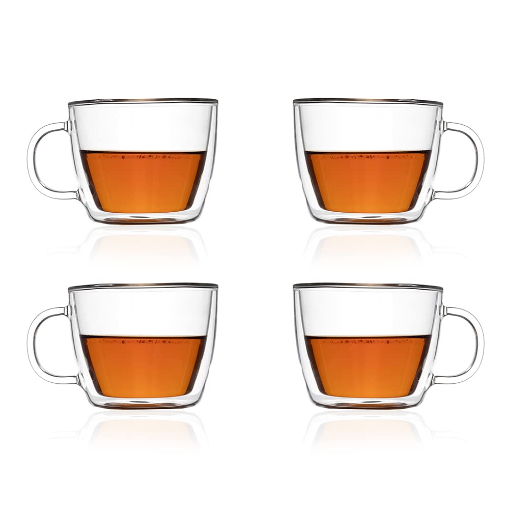 EZ LifeDouble Wall Sauve Mug - 250ml (Set of 4) - Transparent - Borosilicate Glass