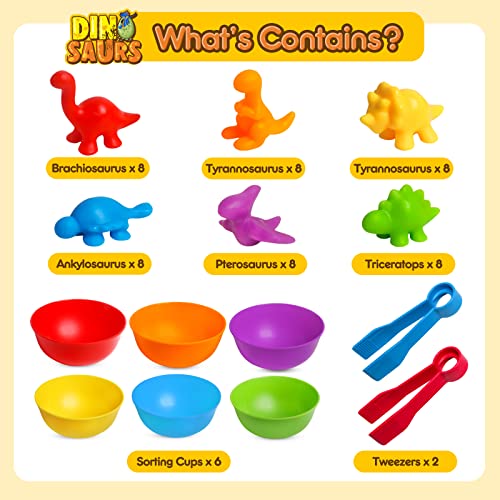 Jocha Color Sorting And Counting Dinosaurs Toys For Toddlers 3 5 4 Years Old Preschool Matching Learning Educational Game Montessori Sensory Math Classification Activities Toys For Kids Boys Girls #TOP1