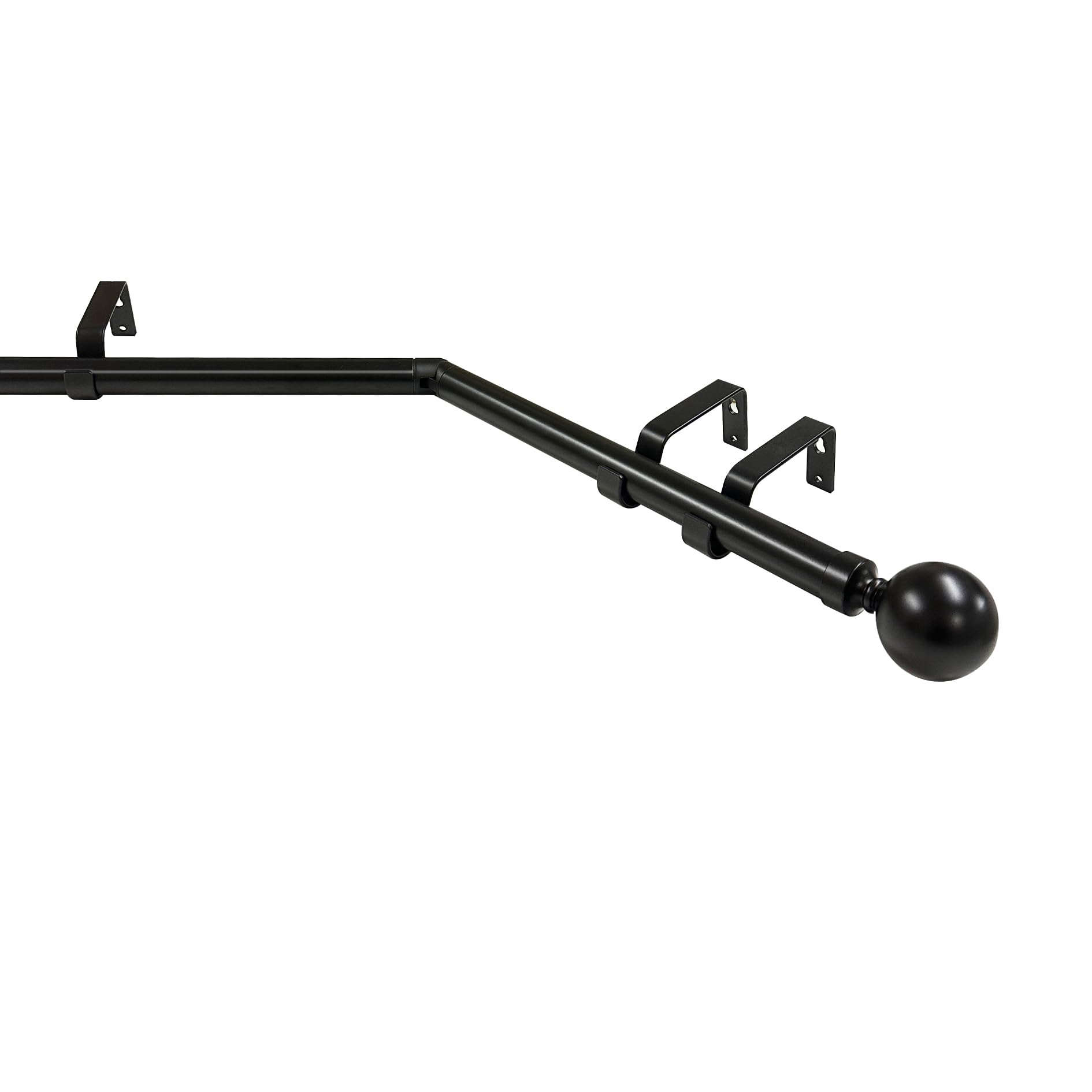 28mm Metal Bay Window Curtain Pole Ball Finial For Eyelet Curtains Matt Black (3m Bay Pole)