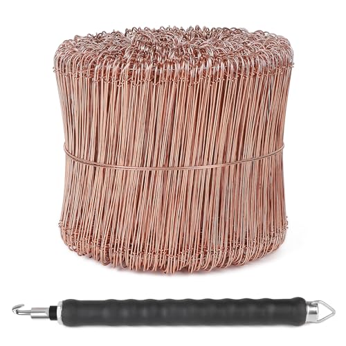 CPROSP Ligature Fer a Beton Cuivré (1000pcs) avec Torsadeuse, Ligatures à Boucle 120mm et Ligatureuse 30cm, Torsadeuse fil de fer pour Lier les Armatures, Construction...