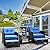 Pamapic 5 Pieces Outdoor Patio Chairs with Ottomans, Wicker Patio Furniture Set Outdoor, Patio Chairs Conversation Furniture with Coffee Table for Poorside Garden Balcony (Blue)