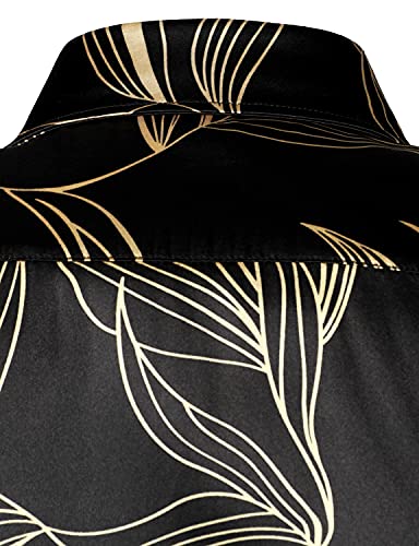 Image of ZEROYAA Men's Luxury Printed Silk Like Satin Button Down Dress Shirt for Party Prom