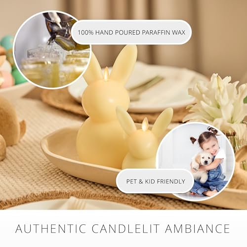 Image of Luminara Easter Bunny Candle- Lemon Chiffon 4.5 inch x 4.5 inch x 8.5 inch- Flameless Real-Flame Holiday-Inspired Decor- AA Batteries- Flickering LED Flame