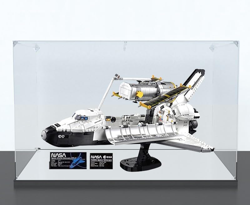 2cm Walnut Wood Grain Display Box, Coffee Black high-end countertop Display Box, Suitable for Lego 10283 Space Shuttle Discovery, 3mm Thick Transparent Display Cabinet, (Black+Mirror+3MM)