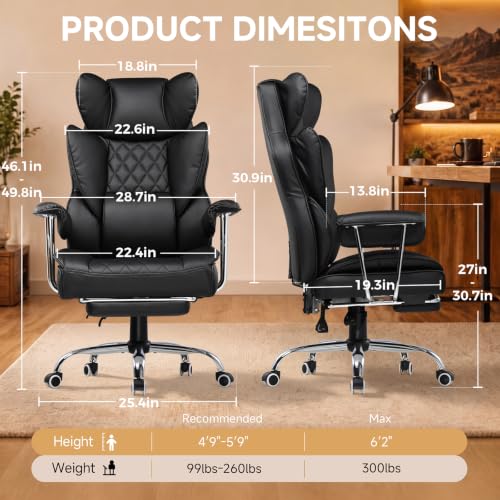 GTPLAYER Big&Tall Ergonomic Gaming Chair, Wide Spring Seat, Linkage Armrest,Earth BLK - image 9
