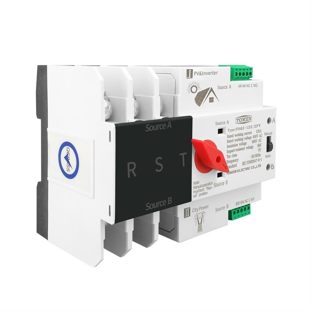 Interruttore Magnetotermico 3P 3 Phase Din Rail ATS. for PV. E inverter Dual Power Automatic Transfer Selector Switch Inininterrottui 6 3a 100A 125a(100A)