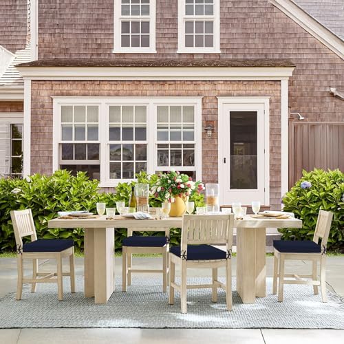 Image of Basic Beyond Outdoor Chair Cushions Set of 4, Square Corner Outdoor Cushions for Patio Furniture, Water Resistant Patio Chair Cushions with 2 Ties, 18.5x16x3, Navy
